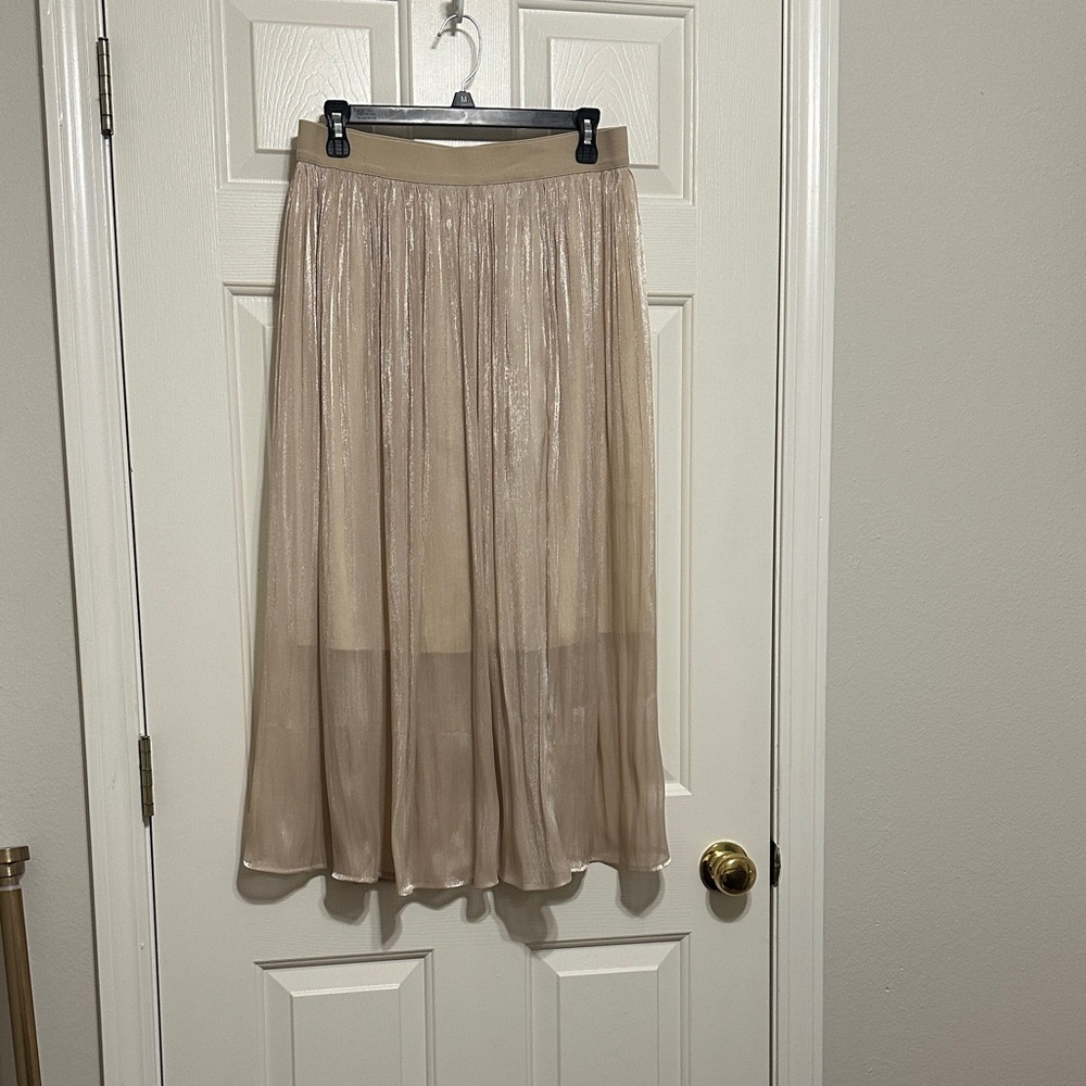 SHEIN Shimmering Beige Midi Skirt